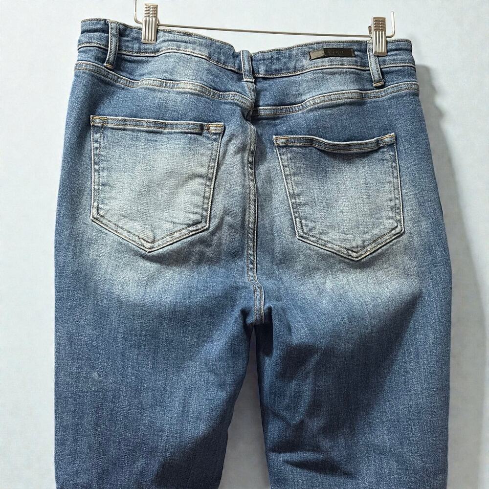 Risen Los Angeles‎ Distressed Raw Hem Straight Leg Jeans 32 15 Blue High Rise - Picture 4 of 13